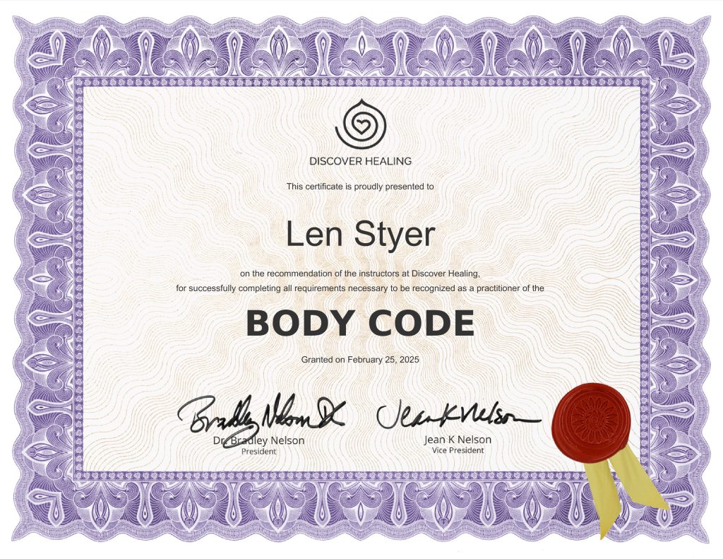 len styer level 2 certification the body code level 2 certificate discover healing