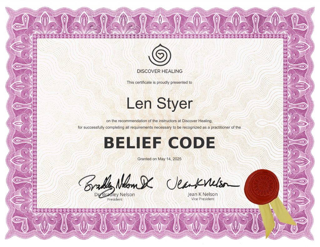 len styer level 3 certification the belief code level 3 certificate discover healing